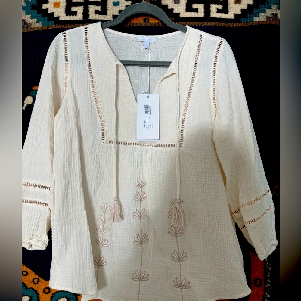 Johnny Was gauze tunic blouse XS